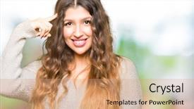  Presentation with win as one - Slide set consisting of beautiful woman wearing winter dress background and a  colored foreground