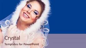  Presentation with winter blue - Audience pleasing PPT layouts consisting of beautiful woman winter topic isolated against blue background backdrop and a lemonade colored foreground