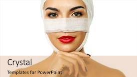  Presentation with nose - Cool new slide deck with beautiful woman with a gauze backdrop and a coral colored foreground