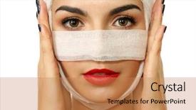  Presentation with nose - Cool new slide deck with beautiful woman with a gauze backdrop and a coral colored foreground