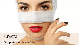  Presentation with nose - PPT theme with beautiful woman with a gauze background and a coral colored foreground