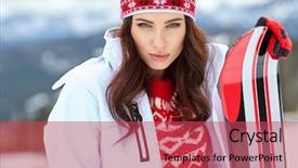  Presentation with snowboard - Beautiful PPT layouts featuring beautiful woman with a snowboard backdrop and a red colored foreground