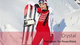  Presentation with snowboard - Slide deck consisting of hot babes - beautiful woman with a snowboard background and a red colored foreground