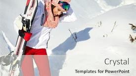  Presentation with snowboard - Cool new slides with beautiful woman with a snowboard backdrop and a sky blue colored foreground