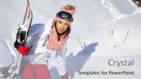  Presentation with snowboard - Slide deck consisting of beautiful woman with a snowboard background and a lemonade colored foreground