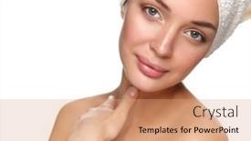  Presentation with head - PPT layouts with beautiful-woman-with-a-towel background and a coral colored foreground