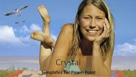  Presentation with meadow - Cool new PPT theme with beautiful-woman-with-bikini-lying backdrop and a gold colored foreground
