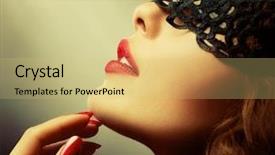  Presentation with lips mouth - Cool new theme with beautiful woman with black lace backdrop and a yellow colored foreground