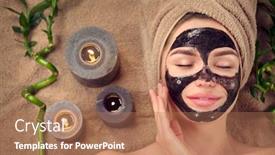  Presentation with acne woman - Presentation theme featuring purify - beautiful woman with black purifying background and a coral colored foreground