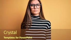  Presentation with blue eyes technology - Presentation theme enhanced with beautiful-woman-with-blue-eyes background and a tawny brown colored foreground