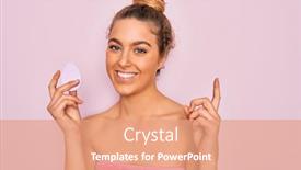  Presentation with makeup - Presentation theme consisting of beautiful-woman-with-blue-eyes background and a coral colored foreground