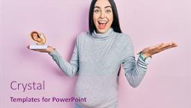  Presentation with baby smile - Colorful presentation theme enhanced with beautiful-woman-with-blue-eyes backdrop and a lemonade colored foreground