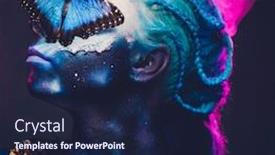  Presentation with butterfly - Amazing presentation design having beautiful-woman-with-blue-hair backdrop and a navy blue colored foreground
