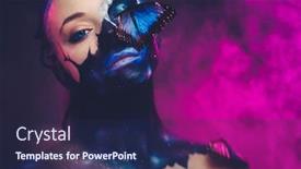  Presentation with butterfly - Presentation design with beautiful-woman-with-blue-hair background and a navy blue colored foreground
