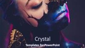  Presentation with butterfly - Beautiful presentation design featuring beautiful-woman-with-blue-hair backdrop and a wine colored foreground