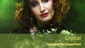  Presentation with green color - Slide set enhanced with beautiful-woman-with-bright-creative background and a tawny brown colored foreground