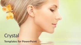  Presentation with butterflies - Slide set featuring beautiful woman with butterflies background and a  colored foreground