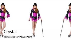  Presentation with cans canned tuna isolated - Slide deck having beautiful woman with cane isolated background and a  colored foreground