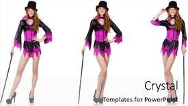  Presentation with cane - Slide set featuring beautiful woman with cane isolated background and a  colored foreground
