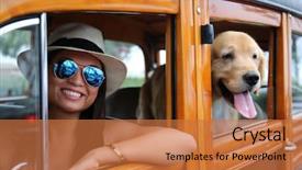  Presentation with classic car - Audience pleasing PPT layouts consisting of beautiful woman with classic backdrop and a coral colored foreground