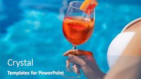  Presentation with relaxation - Colorful theme enhanced with beautiful-woman-with-cocktail-sitting backdrop and a teal colored foreground