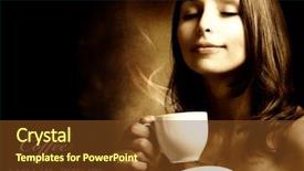  Presentation with black woman - Slides having beautiful woman with coffee isolated background and a tawny brown colored foreground