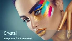  Presentation with girl model - Colorful slide deck enhanced with beautiful woman with colorful backdrop and a ocean colored foreground