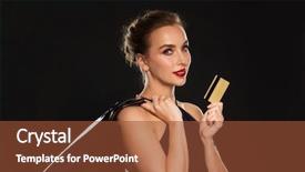  Presentation with black people - Audience pleasing PPT theme consisting of beautiful woman with credit card backdrop and a  colored foreground