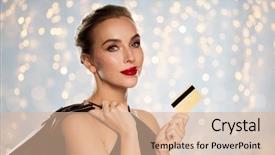  Presentation with credit card - Slide deck featuring beautiful woman with credit card background and a lemonade colored foreground