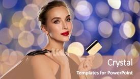  Presentation with blue lights - Slide deck featuring beautiful woman with credit card background and a coral colored foreground