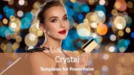  Presentation with credit card - Colorful slides enhanced with beautiful woman with credit card backdrop and a  colored foreground