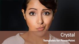  Presentation with beautiful black women smiling - Audience pleasing slide deck consisting of cheeky - beautiful woman with crooked smile backdrop and a tawny brown colored foreground