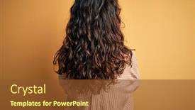  Presentation with curly hair - Colorful PPT theme enhanced with beautiful-woman-with-curly-hair backdrop and a tawny brown colored foreground