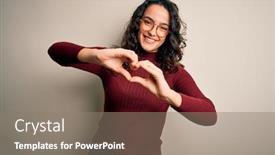  Presentation with romantic love - Theme enhanced with beautiful-woman-with-curly-hair background and a gray colored foreground