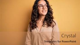  Presentation with curly hair - Slide set featuring beautiful-woman-with-curly-hair background and a coral colored foreground