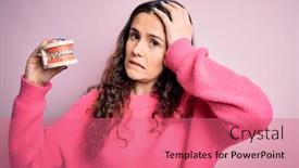  Presentation with curly hair - Amazing PPT theme having beautiful-woman-with-curly-hair backdrop and a coral colored foreground