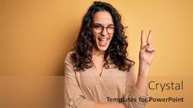  Presentation with curly hair - Presentation design with beautiful-woman-with-curly-hair background and a coral colored foreground