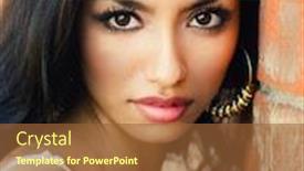  Presentation with eyes - Audience pleasing presentation theme consisting of beautiful-woman-with-dark-mesmerizing backdrop and a tawny brown colored foreground