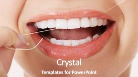 Presentation with dental floss - Presentation theme featuring beautiful woman with dental floss background and a coral colored foreground