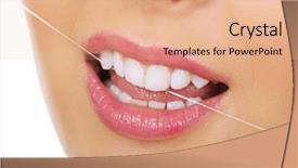  Presentation with dental floss - Amazing theme having beautiful woman with dental floss backdrop and a  colored foreground