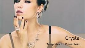 Presentation with fashion accessories - Audience pleasing slide deck consisting of beautiful woman with evening make-up jewelry and beauty fashion photo beauty style woman with diamond accessories backdrop and a coral colored foreground