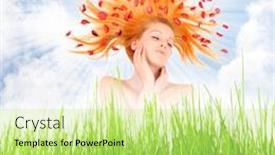  Presentation with beautiful spring flowers - Cool new slides with bio cosmetics - beautiful woman with flowers backdrop and a mint green colored foreground