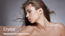  Presentation with hair - PPT layouts consisting of beautiful woman with fluttering hair on dark background background and a coral colored foreground