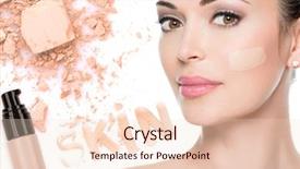  Presentation with cosmetics cream - PPT layouts having beautiful woman with foundation background and a lemonade colored foreground