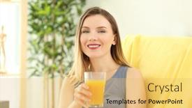  Presentation with juice - Colorful slide deck enhanced with beautiful-woman-with-glass backdrop and a  colored foreground