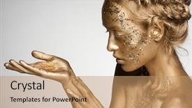  Presentation with gold glitter - Slides enhanced with beautiful woman with gold background and a coral colored foreground