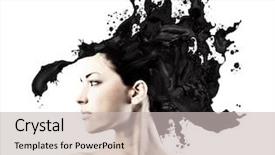  Presentation with black woman - Colorful slide deck enhanced with beautiful woman with hair melting backdrop and a light gray colored foreground