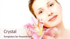  Presentation with lily flower - PPT theme enhanced with beautiful woman with lily flower background and a lemonade colored foreground