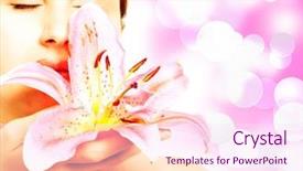  Presentation with lily flower - Colorful PPT theme enhanced with beautiful woman with lily flower backdrop and a pink colored foreground