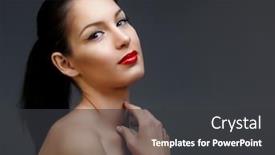  Presentation with black women beautiful woman - Presentation theme enhanced with beautiful woman with long black hair in ponytail and shiny skin wearing classic red lipstick and beautiful skin texture background and a dark gray colored foreground
